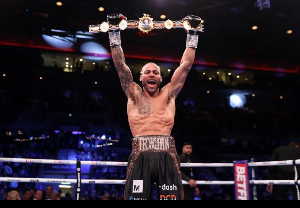 Troy Williamson with the British light middleweight title