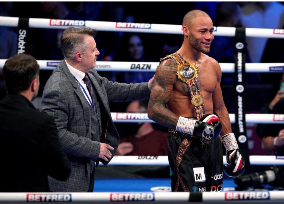 Troy Williamson with the British light middleweight title