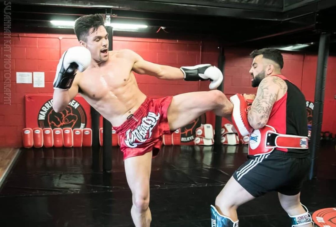 Brad Stanton doing some pad work.